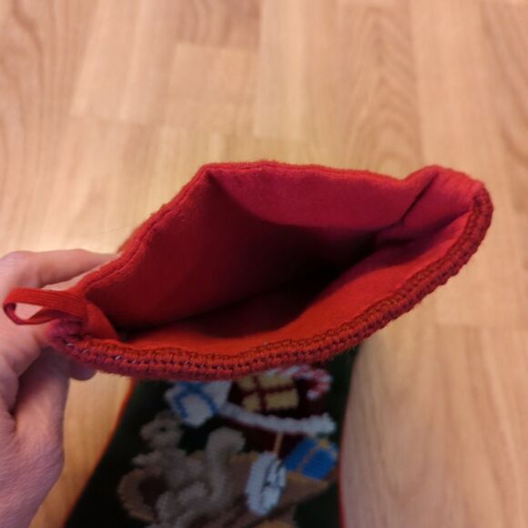 Santa Claus Needlepoint Christmas Stocking Toys Presents Gifts Holiday - Picture 6 of 6